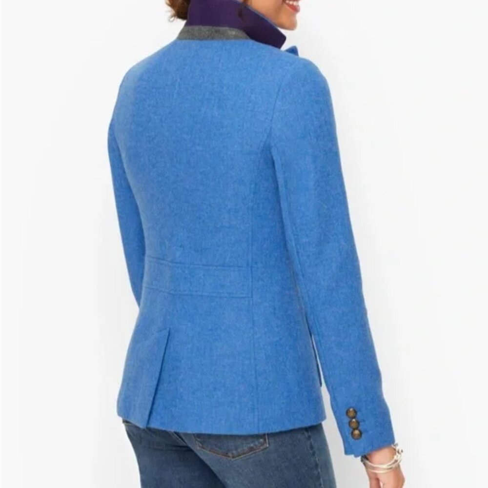 Talbots Blue Shetland Wool Blend Jacket Blazer 10 Office Business Casual NWT - Picture 13 of 13